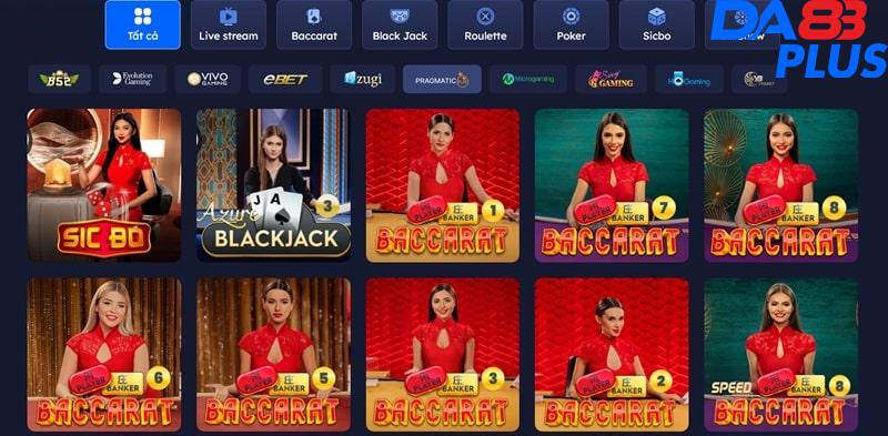 Giao diện Casino DA88 cực kỳ đẹp và thu hút