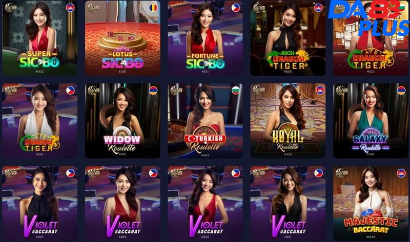 Tất cả trò chơi casino hot nhất đều được DA88 cung cấp