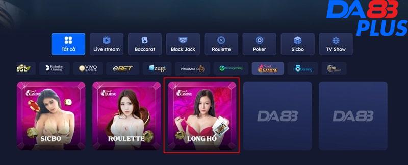 Rất nhiều sảnh casino tại DA88 có sẵn game rồng hổ